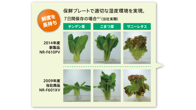 鮮度を長持ち。保鮮プレートで適切な湿度環境を実現